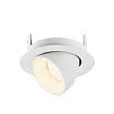 SLV ceiling recessed luminaire NUMINOS® GIMBLE XS round, suitable for VDU workstation IP20, white, lacquered dimmable