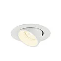 SLV ceiling recessed luminaire NUMINOS® GIMBLE XS round, suitable for VDU workstation IP20, white, lacquered dimmable