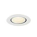 SLV Indbygnings loftlampe NUMINOS® GIMBLE XS rund, egnet til VDU-arbejdsstationer IP20, hvid, lakeret dæmpbar