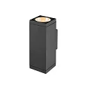 SLV outdoor wall luminaire THEO PRO L UP/DOWN large, square, DALI controllable, sea-air resistant IP65, anthracite