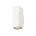 SLV outdoor wall luminaire THEO PRO L UP/DOWN large, square, DALI controllable, sea-air resistant IP65, white, lacquered dimmable