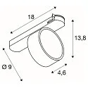 SLV 3-faset spot KALU 2.0 PHASE cylindrisk, UGR < 19, kardanisk drejning IP20, hvid dæmpbar