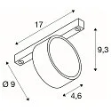 SLV Skinne spot KALU 2.0 DALI cylindrisk, DALI styrbar, UGR < 19, kardanisk drejning IP20, hvid dæmpbar