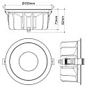 Indbygnings loftlampe DOWNLIGHT P 165 ON-OFF stiv, slagfast, multipower, kablet gennem IP54, hvid 