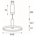 SLV Pendel LALU® SET PLATE 22 IP20, sort dæmpbar