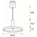 SLV Pendel LALU® SET PLATE 22 IP20, sort dæmpbar