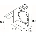 3-phase spot EURO CUBE 2 L DALI flat, square, DALI controllable, UGR < 19, cardanic IP20, black, white dimmable