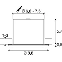 SLV Indbygnings loftlampe UNIVERSAL DOWNLIGHT FIX med dæksel IP65, hvid dæmpbar