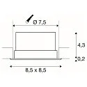 SLV VERLUX, Indbygningslampe, LED, 3000K, mat hvid, 8,5x8,5 cm, 10W