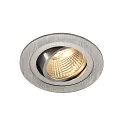 LED Downlight sæt NEW TRIA DL ROUND Indbygningslampe, 6W, 38°, 2700K, inkl. netdel , Clip fjedre, børstet alu