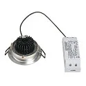 SLV LED Downlight Set NEW TRIA DL ROUND Recessed luminaire, 6W, 38°, 2700K, incl. driver, clip springs, alu brushed
