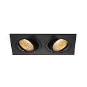 LED Downlight sæt NEW TRIA II DL SQUARE Indbygningslampe, 2x6W, 38°, 2700K, inkl. netdel , Clip fjedre, sort