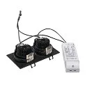 LED Downlight sæt NEW TRIA II DL SQUARE Indbygningslampe, 2x6W, 38°, 2700K, inkl. netdel , Clip fjedre, hvid