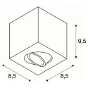 SLV Ceiling luminaire TRILEDO SQUARE CL Surface mount luminaire Downlight, LED, 6W, 38°, 3000K, incl. driver, matt black