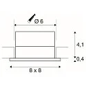 LED Indbygningslampe PATTA-I, firkantet, 12W, COB LED, 38°, 3000K, IP65, inkl. netdel