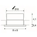 SLV LED Indbygningslampe PATTA-I, firkantet, 12W, COB LED, 38°, 3000K, IP65, inkl. netdel, alu børstet