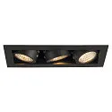 SLV LED Indbygningsspot KADUX Triple, 3x6,2W, COB LED, 3000K, 38°, inkl. netdel, Clip fjedre, sort