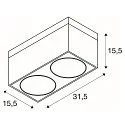 SLV Downlight KARDAMOD SURFACE SQUARE ES111 Double, firkantet, 2x GU10, sort