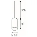 SLV Pendel FITU PD, E27, længde 9.1cm, pendul 500cm, med åben kabelende, sort