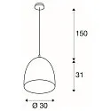 SLV Pendel PARA CONE 30, rund, E27, max. 60W, sort/guld