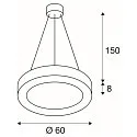 SLV LED Pendel MEDO RING 60 LED, 35W, 105°, 3000K, hvid