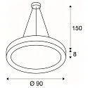 SLV LED Pendel MEDO RING 90 LED, 58W, 105°, 3000K, hvid