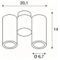 SLV Væglampe / Loftlampe ENOLA_B DOUBLE, 2x GU10 QPAR51 maks. 50W, roterbar + drejelig, aluminium, sort