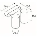 SLV Væglampe / Loftlampe ENOLA_B DOUBLE SPOT, 2x GU10 QPAR51 maks. 50W, roterbar + drejelig, aluminium, sort
