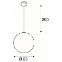 SLV Pendel ROTOBALL 25 hvid, E27, max. 24W