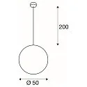 SLV Pendel ROTOBALL E27, sølvgrå, hvider plast, E27, max. 60W