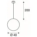 SLV Pendel ROTOBALL 40, hvid, E27, max. 24W