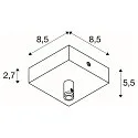 SLV Accessories Ceiling canopy for GLENOS Pendant luminaire, 8,5x8,5x2,7cm, with strain relief, matt black