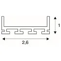GLENOS Profi-Profil 2609-200, Overflade-/Indbygningsprofil, 2m, uden blænde, mat sort