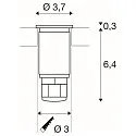 SLV LED Gulvindbygningslampe DASAR LED MINI Udendørslampe, rund, rustfrit stål 316, 31°, 2W, 3000K, IP67