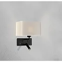 ACB wall luminaire ROMEO 16/3971 with switch, with USB connection, adjustable E27 IP20, nickel matt