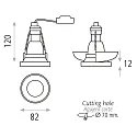 ACB Recessed luminaire EINAR 3558/8 with collar cover, GU10 max. 10W (LED), black matt / gold