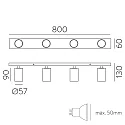 ACB Spot GINA 3874/R4 4-flammer GU10 IP20, sort