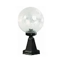 Sokkellampe Type nr. 0501, højde 43.5cm / Kugle-Ø 25cm, E27 QA55 maks. 57W, Støbt aluminium / Bobleglas klar, sort matt