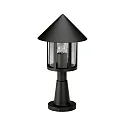 Sokkellampe Landstil Kegeltag moderne Type nr. 0539, højde 48cm, IP44, E27 QA55 maks. 57W, Støbt aluminium / klar, sort matt