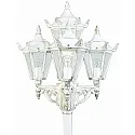 Mastlampe Landstil 4-flammer Type nr. 2056, højde 248cm, 4x E27 QA55 maks. 57W, Støbt aluminium / glas klar, hvid-guld