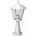 Pedestal luminaire Country style modern Type No. 0529, IP44, 56.5cm, E27 QA55 max. 57W, cast alu / acrylic glass clear, white