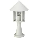 Sokkellampe Landstil Kegeltag moderne Type nr. 0539, højde 48cm, IP44, E27 QA55 maks. 57W, Støbt aluminium / klar, hvid