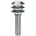 Sokkellampe Type nr. 0500, med 3 Pagoda tage, højde 50cm, IP44, E27 QA55 maks. 57W, rustfrit stål / Opalglas