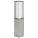Sokkellampe Type nr. 0535, firkantet, IP44, højde 50cm, E27 maks. 20W (LED), rustfrit stål matt / Opalglas