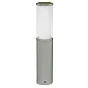 Sokkellampe Type nr. 0545, IP44, højde 50cm, E27 maks. 20W (LED), rustfrit stål / Akrylglas / inde opal, sølv matt