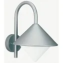 Outdoor Wall luminaire Type No. 0645 with bow arm, IP44, E27 QA55 max. 57W, cast alu / opal glass, silver matt