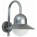 Udendørs Væglampe Type nr. 0662, med Bue beslag, IP44, E27 QA55 maks. 57W, Støbt aluminium / Opalglas, sølv matt