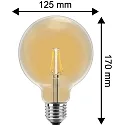 HWH Blulaxa LED Filament Vintage Globe Lyskilde guld glas ambra, 12,5cm, 300°, E27, varmhvid, 2W