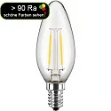 HWH LED Filament Lyskilde kerteformet E14, 4,5W, 470lm, 2700K varmhvid, 300°, Glas klar CRI >90