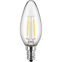 HWH LED Filament Lyskilde kerteformet E14, 4,5W, 470lm, 2700K varmhvid, 300°, Glas klar CRI >90